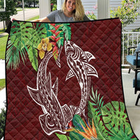 Polynesia Quilt Sharks Duo Tropical Oxblood LT7 Oxblood - Polynesian Pride