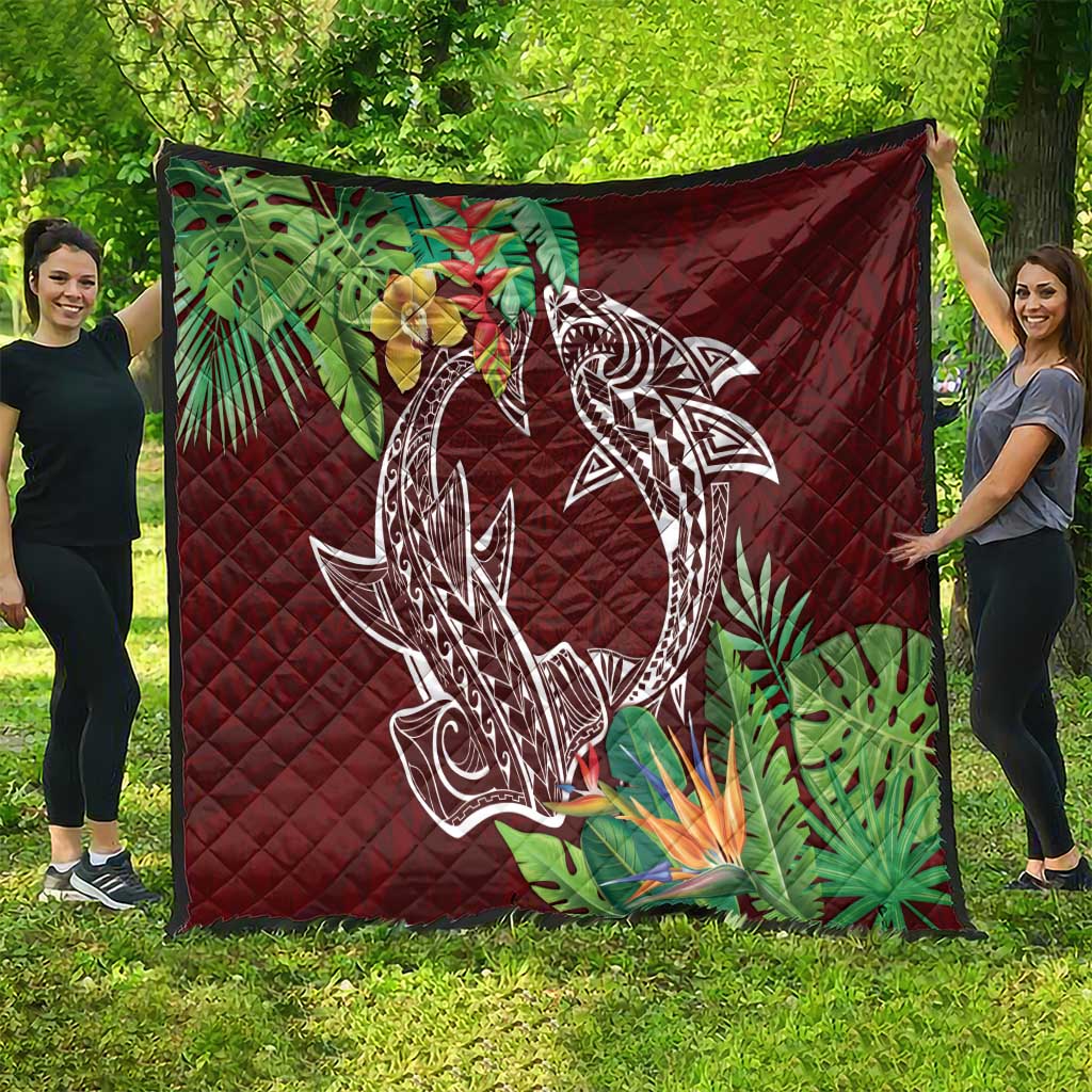 Polynesia Quilt Sharks Duo Tropical Oxblood LT7 - Polynesian Pride