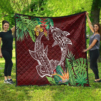 Polynesia Quilt Sharks Duo Tropical Oxblood LT7 - Polynesian Pride
