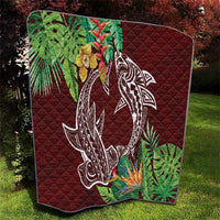 Polynesia Quilt Sharks Duo Tropical Oxblood LT7 - Polynesian Pride