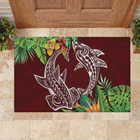 Polynesia Rubber Doormat Sharks Duo Tropical Oxblood LT7 Oxblood - Polynesian Pride