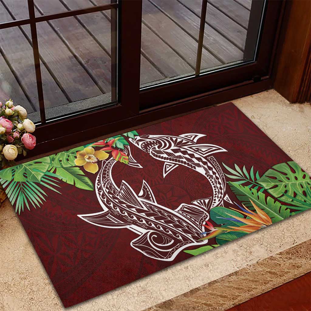Polynesia Rubber Doormat Sharks Duo Tropical Oxblood LT7 - Polynesian Pride