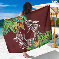 Polynesia Sarong Sharks Duo Tropical Oxblood