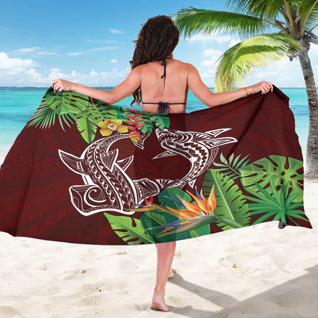 Polynesia Sarong Sharks Duo Tropical Oxblood