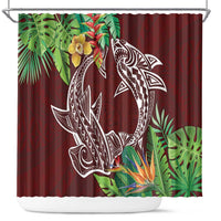 Polynesia Shower Curtain Sharks Duo Tropical Oxblood LT7 Oxblood - Polynesian Pride