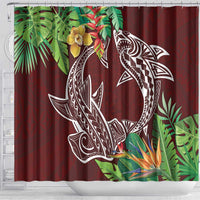 Polynesia Shower Curtain Sharks Duo Tropical Oxblood LT7 - Polynesian Pride