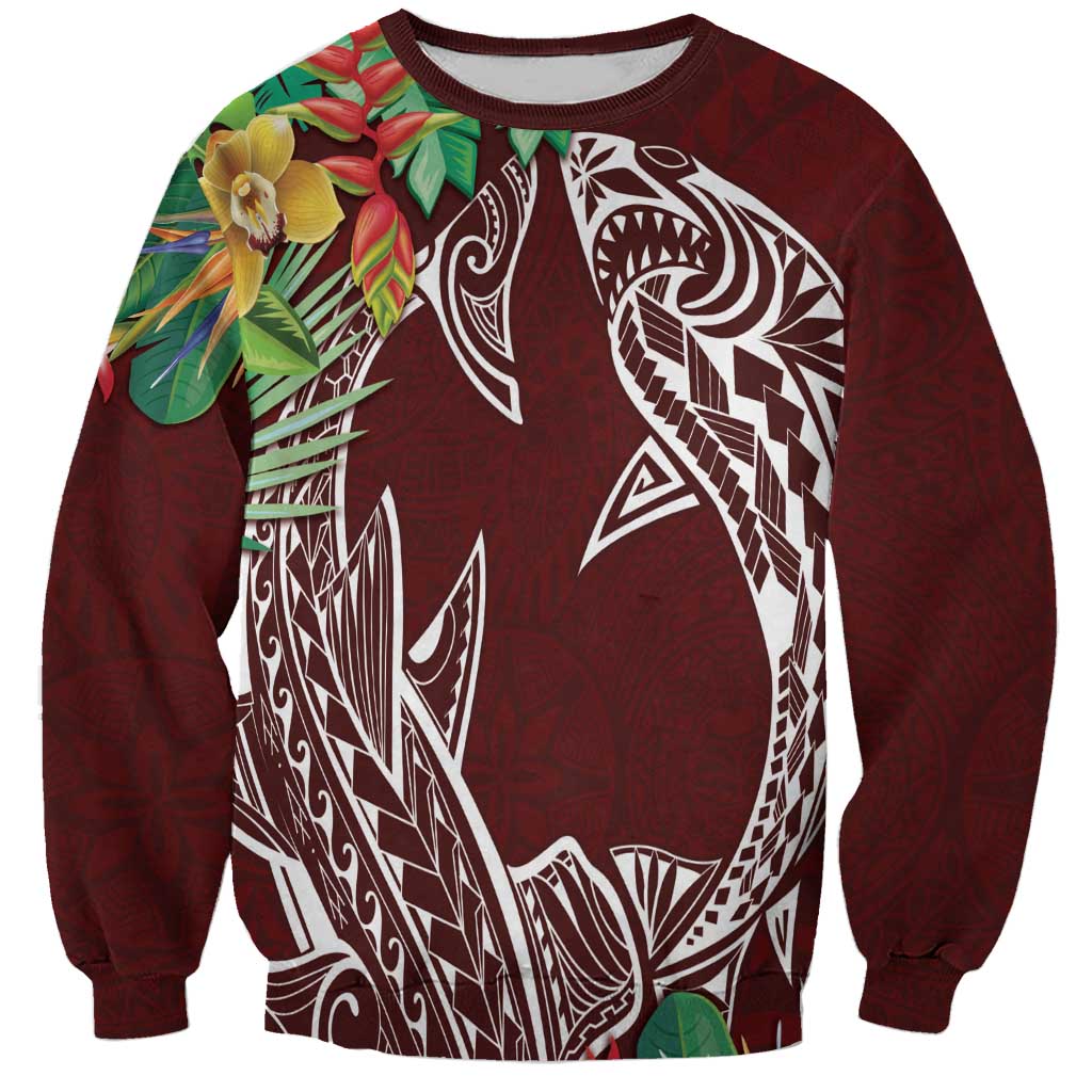 Polynesia Sweatshirt Sharks Duo Tropical Oxblood LT7 Unisex Oxblood - Polynesian Pride