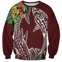 Polynesia Sweatshirt Sharks Duo Tropical Oxblood LT7 Unisex Oxblood - Polynesian Pride