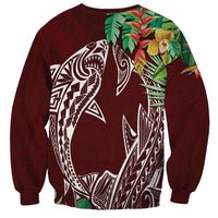 Polynesia Sweatshirt Sharks Duo Tropical Oxblood LT7 - Polynesian Pride