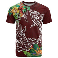 Polynesia T Shirt Sharks Duo Tropical Oxblood LT7 Oxblood - Polynesian Pride