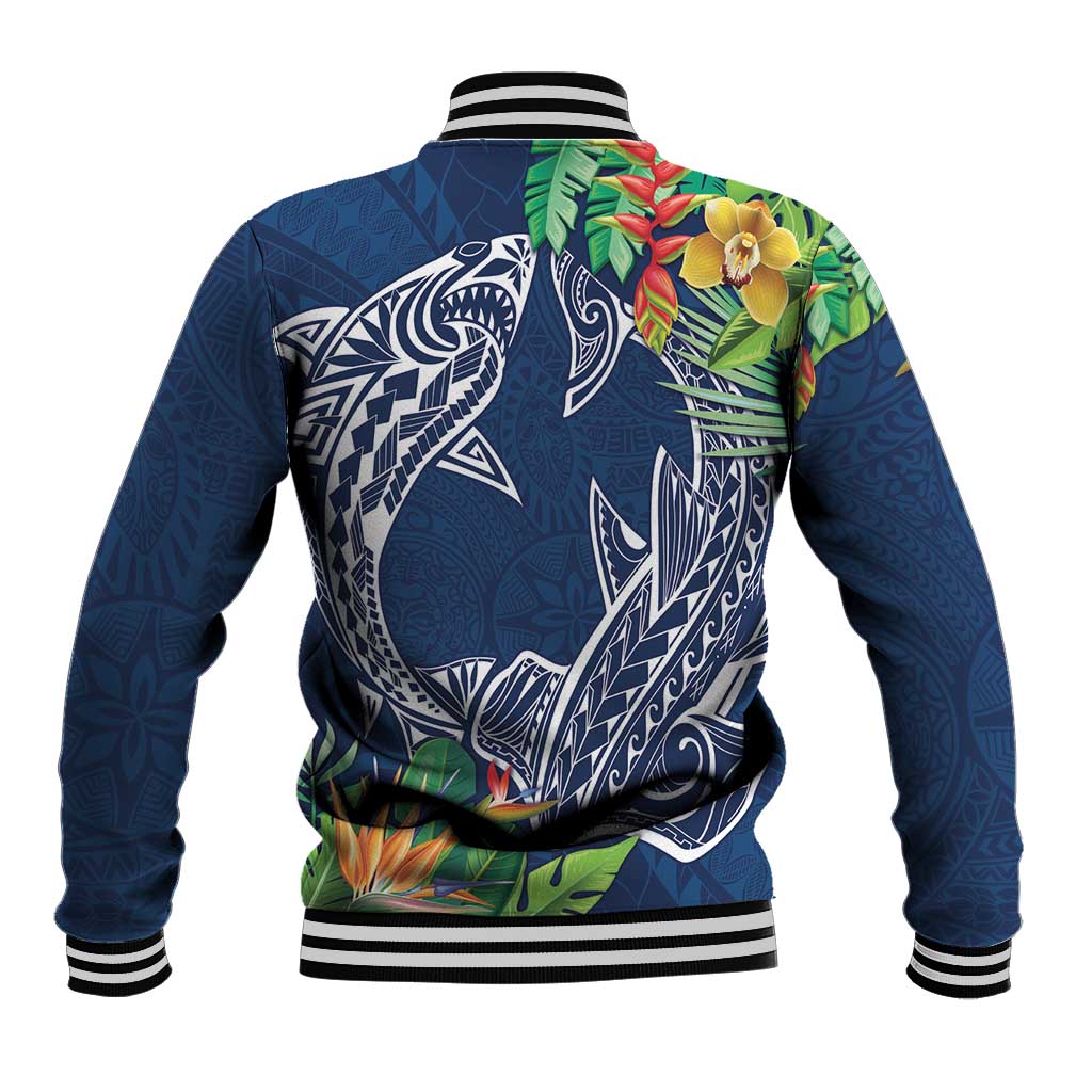 Polynesia Baseball Jacket Sharks Duo Tropical Navy LT7 - Polynesian Pride