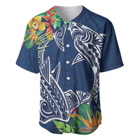 Polynesia Baseball Jersey Sharks Duo Tropical Navy LT7 Navy - Polynesian Pride