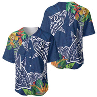 Polynesia Baseball Jersey Sharks Duo Tropical Navy LT7 - Polynesian Pride