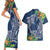 Polynesia Couples Matching Short Sleeve Bodycon Dress and Hawaiian Shirt Sharks Duo Tropical Navy