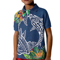 Polynesia Kid Polo Shirt Sharks Duo Tropical Navy LT7 Kid Navy - Polynesian Pride