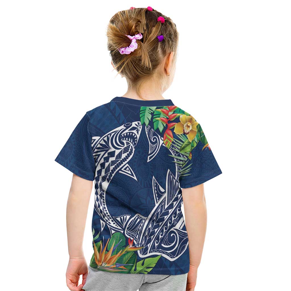 Polynesia Kid T Shirt Sharks Duo Tropical Navy LT7 - Polynesian Pride