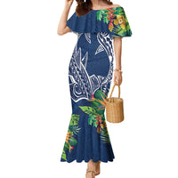 Polynesia Mermaid Dress Sharks Duo Tropical Navy LT7 Women Navy - Polynesian Pride
