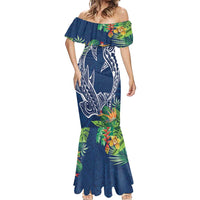 Polynesia Mermaid Dress Sharks Duo Tropical Navy LT7 - Polynesian Pride