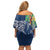 Polynesia Off Shoulder Short Dress Sharks Duo Tropical Navy