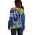 Polynesia Off Shoulder Sweater Sharks Duo Tropical Navy