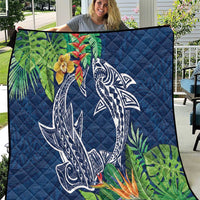 Polynesia Quilt Sharks Duo Tropical Navy LT7 Navy - Polynesian Pride