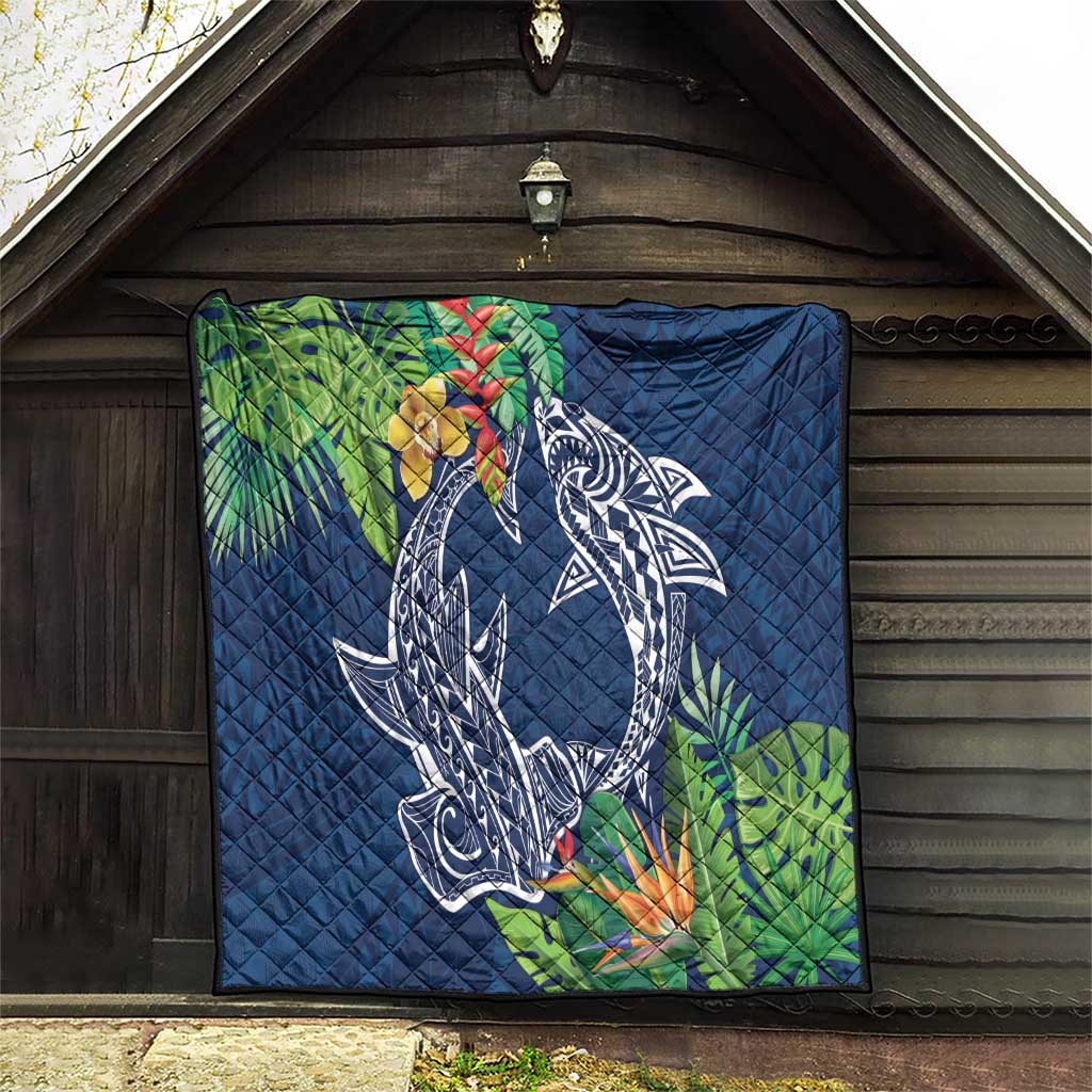 Polynesia Quilt Sharks Duo Tropical Navy LT7 - Polynesian Pride