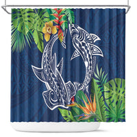 Polynesia Shower Curtain Sharks Duo Tropical Navy LT7 Navy - Polynesian Pride