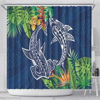 Polynesia Shower Curtain Sharks Duo Tropical Navy LT7 - Polynesian Pride