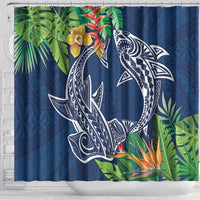 Polynesia Shower Curtain Sharks Duo Tropical Navy LT7 - Polynesian Pride