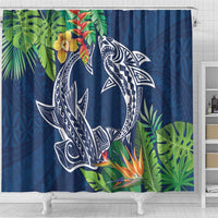 Polynesia Shower Curtain Sharks Duo Tropical Navy LT7 - Polynesian Pride