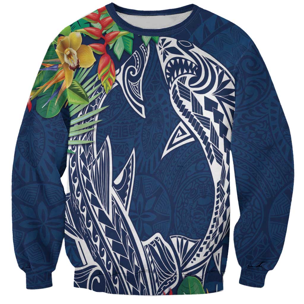 Polynesia Sweatshirt Sharks Duo Tropical Navy LT7 Unisex Navy - Polynesian Pride