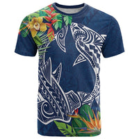 Polynesia T Shirt Sharks Duo Tropical Navy LT7 Navy - Polynesian Pride