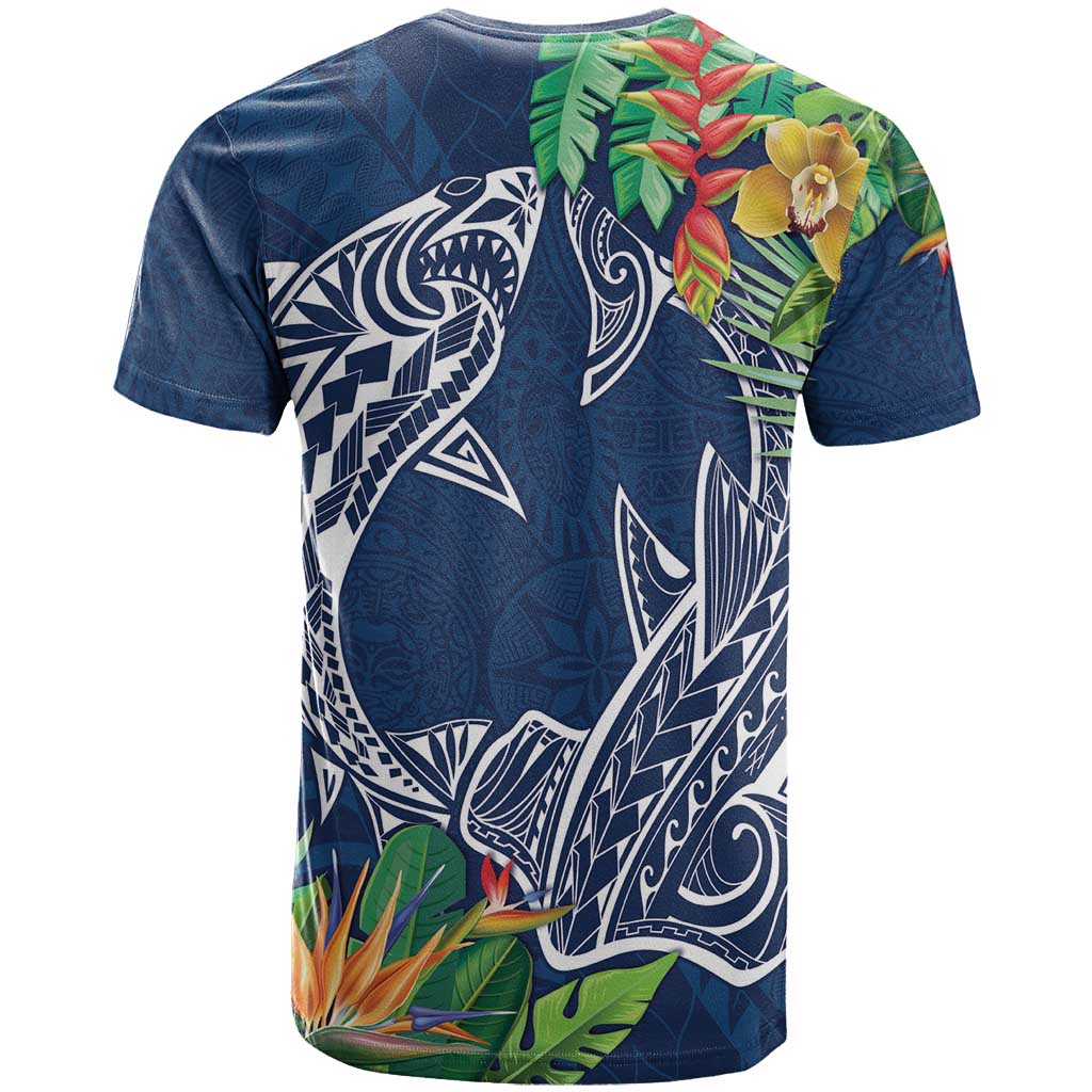 Polynesia T Shirt Sharks Duo Tropical Navy LT7 - Polynesian Pride