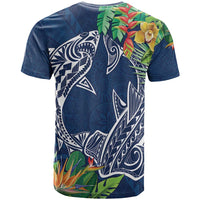 Polynesia T Shirt Sharks Duo Tropical Navy LT7 - Polynesian Pride