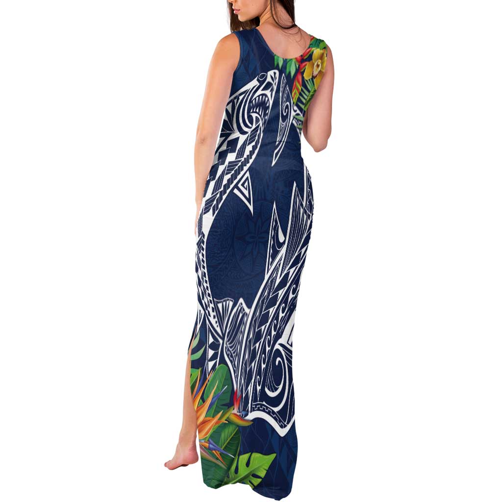 Polynesia Tank Maxi Dress Sharks Duo Tropical Navy