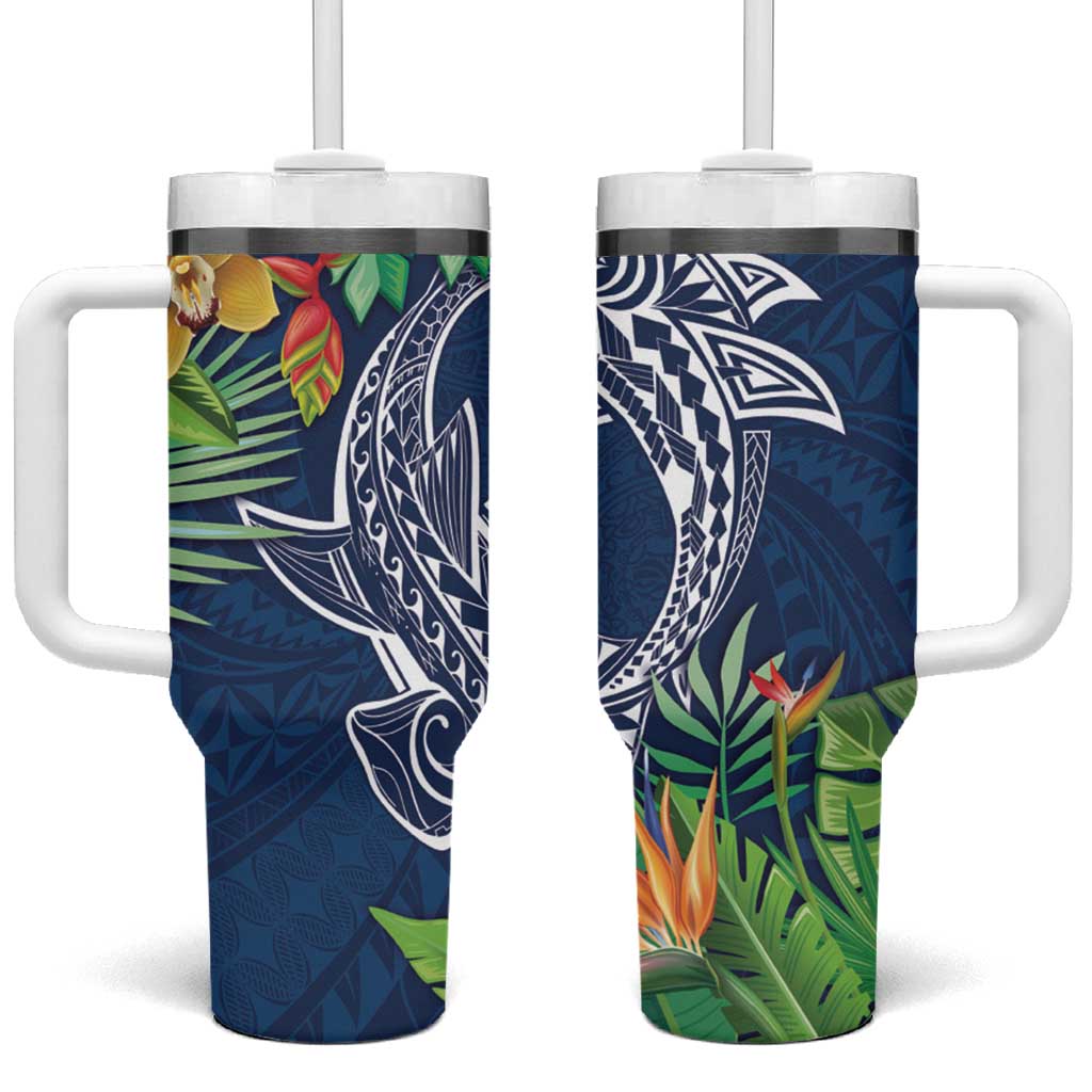 Polynesia Tumbler With Handle Sharks Duo Tropical Navy