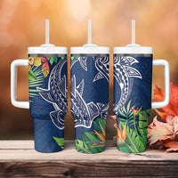 Polynesia Tumbler With Handle Sharks Duo Tropical Navy