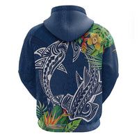 Polynesia Zip Hoodie Sharks Duo Tropical Navy LT7 - Polynesian Pride