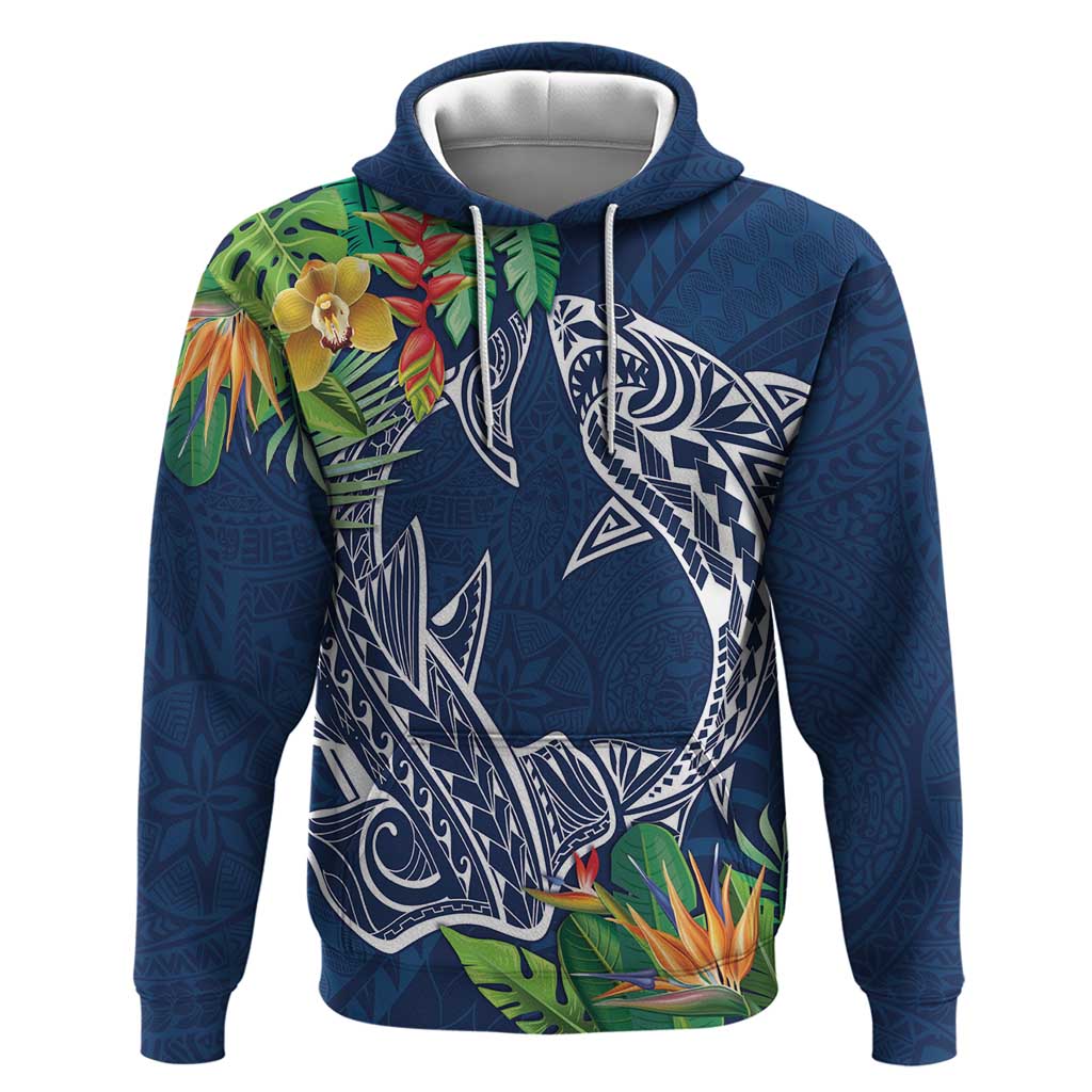 Polynesia Zip Hoodie Sharks Duo Tropical Navy LT7 Pullover Hoodie Navy - Polynesian Pride