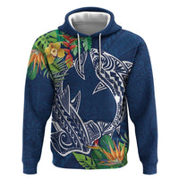 Polynesia Zip Hoodie Sharks Duo Tropical Navy LT7 Pullover Hoodie Navy - Polynesian Pride