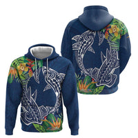 Polynesia Zip Hoodie Sharks Duo Tropical Navy LT7 - Polynesian Pride