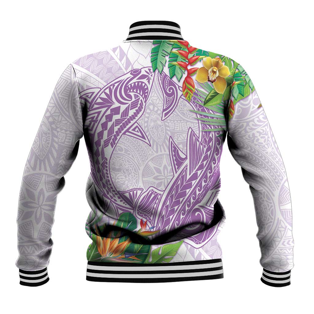 Polynesia Baseball Jacket Sharks Duo Tropical Lavender LT7 - Polynesian Pride