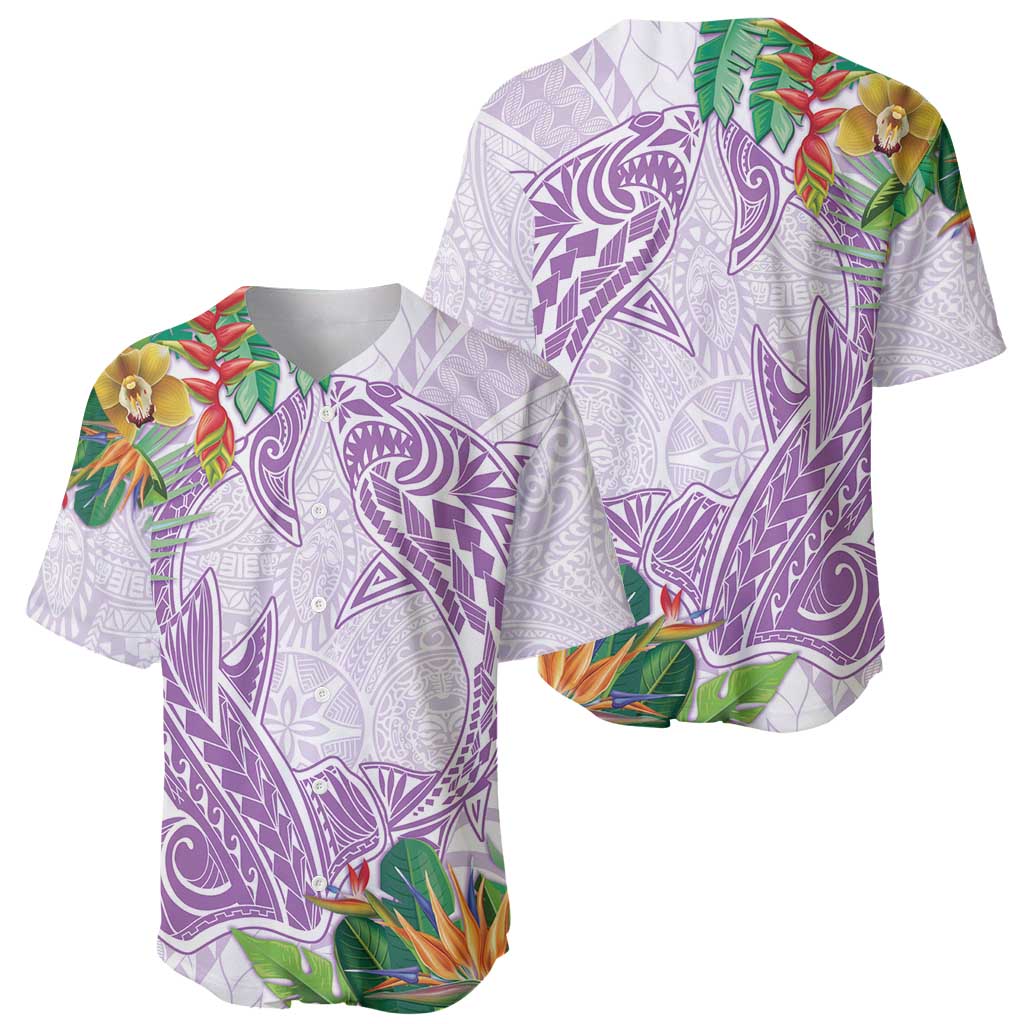Polynesia Baseball Jersey Sharks Duo Tropical Lavender LT7 - Polynesian Pride
