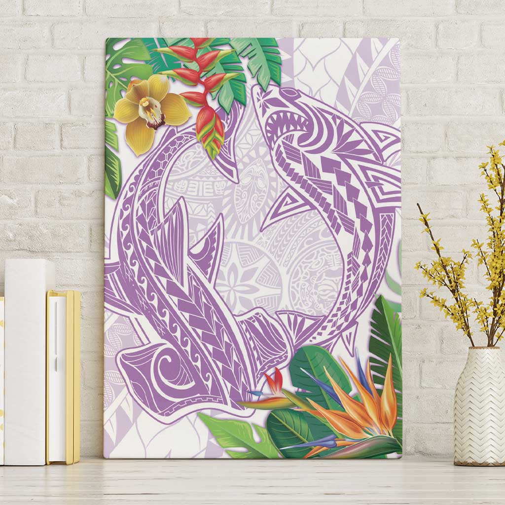 Polynesia Canvas Wall Art Sharks Duo Tropical Lavender