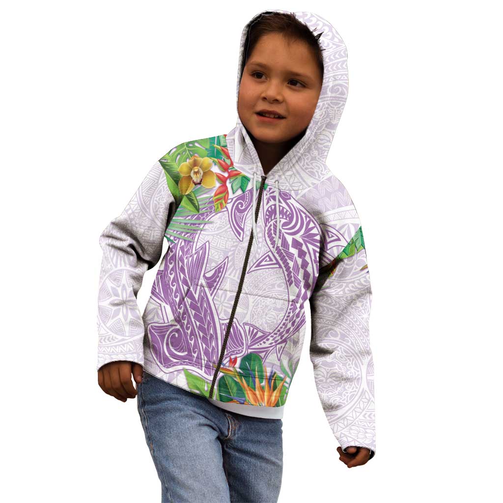 Polynesia Kid Hoodie Sharks Duo Tropical Lavender