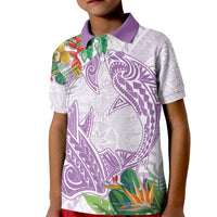 Polynesia Kid Polo Shirt Sharks Duo Tropical Lavender LT7 Kid Lavender - Polynesian Pride