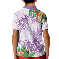 Polynesia Kid Polo Shirt Sharks Duo Tropical Lavender LT7 - Polynesian Pride