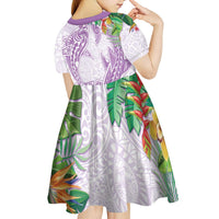 Polynesia Kid Short Sleeve Dress Sharks Duo Tropical Lavender LT7 - Polynesian Pride