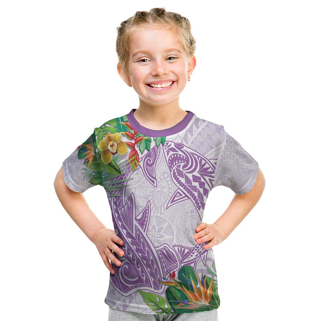 Polynesia Kid T Shirt Sharks Duo Tropical Lavender LT7 Lavender - Polynesian Pride