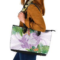 Polynesia Leather Tote Bag Sharks Duo Tropical Lavender LT7 Lavender - Polynesian Pride